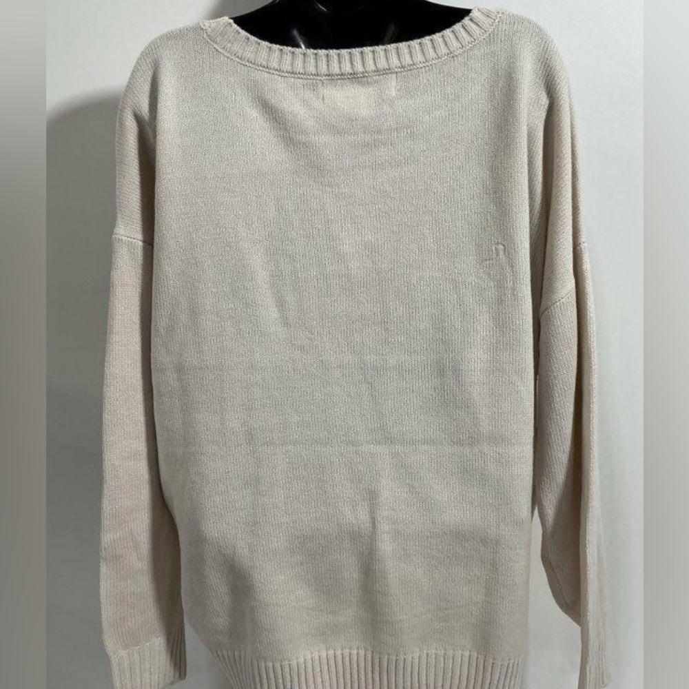 🛑 1 hour sale. NWT. Saltwater LUXE, XL, Beige Sweater with Sun Sand Surf Design - Picture 4 of 8